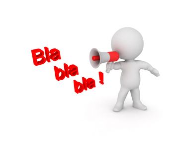 3D illustration depicting a person saying nonsense on loudspeake clipart