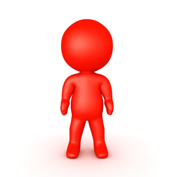 Parlak kırmızı 3d karakter ayakta hala — Stok fotoğraf