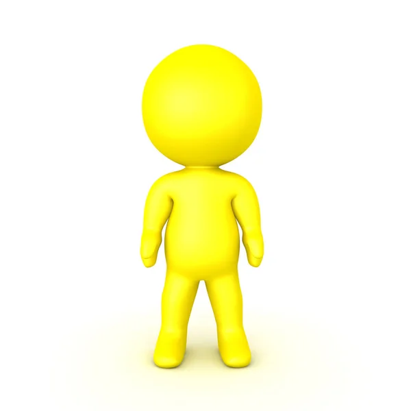 Шинный желтый 3D персонаж, стоящий на месте — стоковое фото