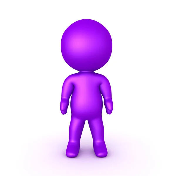 Caráter 3D roxo brilhante parado — Fotografia de Stock