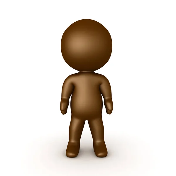 Parlak kahverengi 3d karakter ayakta hala — Stok fotoğraf