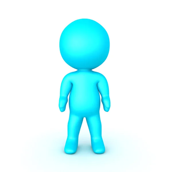 Light blue 3D Character standing still — Stock Photo, Image