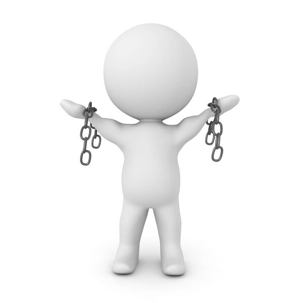  3D illustration conveying the concept of breaking free from cha