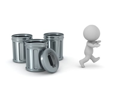 3d karakter çalıştıran uzak çöp kovaları