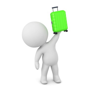 Çok küçük seyahat arabası çantası ile 3D karakter