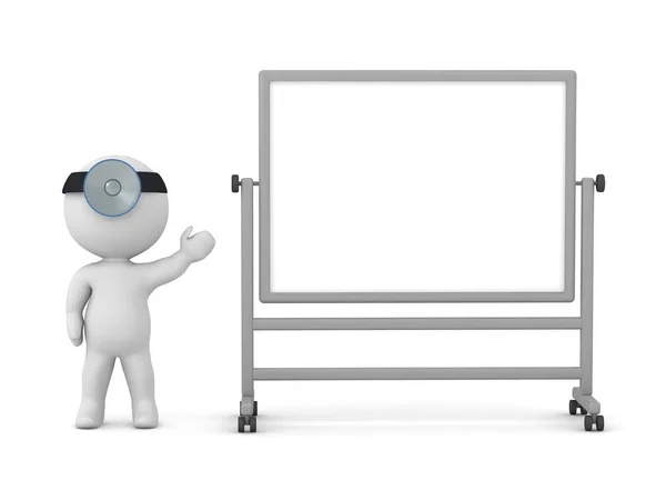 3D Character with Doctors Light Showing a Whiteboard — Stock Photo, Image