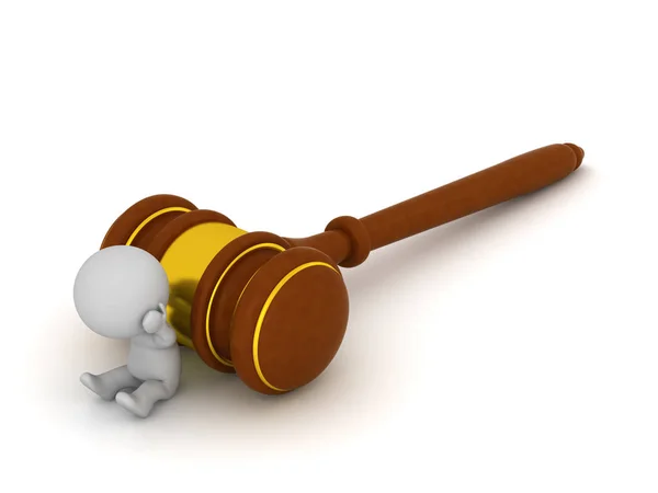 Caractère 3D stressé avec Gavel — Photo