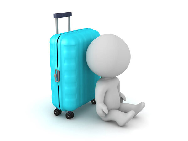 3D-персонаж с дорожной тележкой
