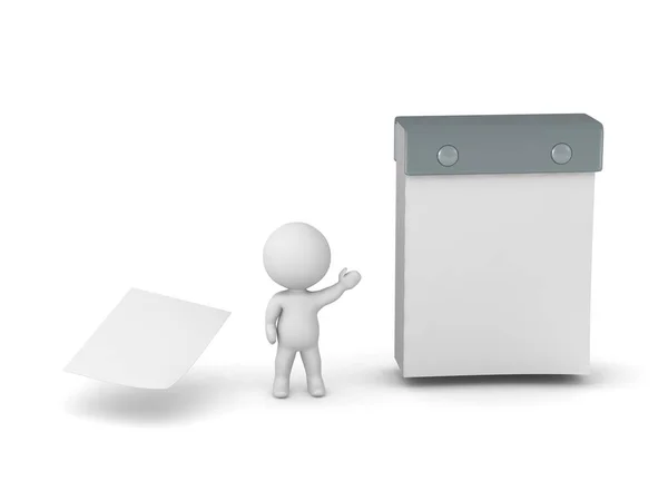 3D Character Showing a Calendar — Stock Photo, Image