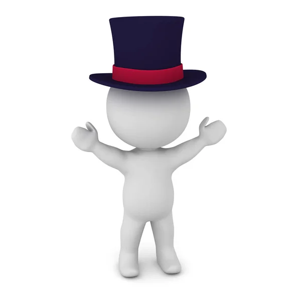 Silindir şapka ile 3D karakter — Stok fotoğraf