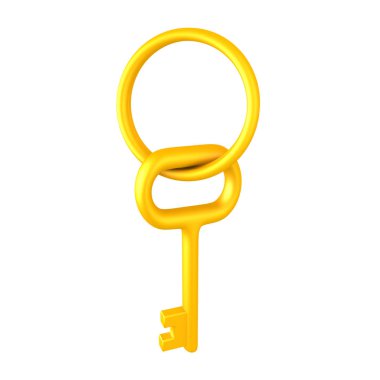 altın anahtar ve Anahtarlık 3D çizimi