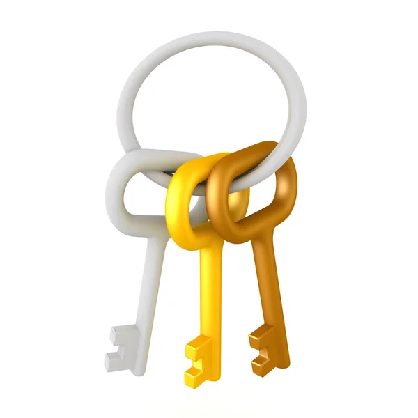 Illustration 3D d'un porte-clés avec plusieurs clés colorées — Photo