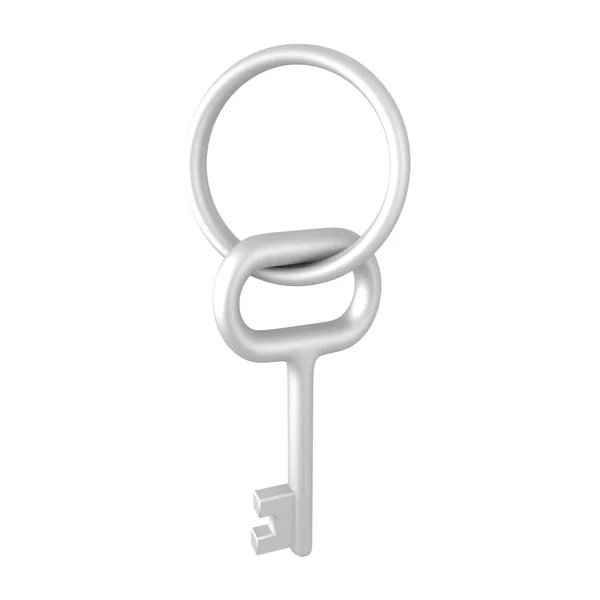 3D illustration av silver nyckel Nyckelknippa — Stockfoto