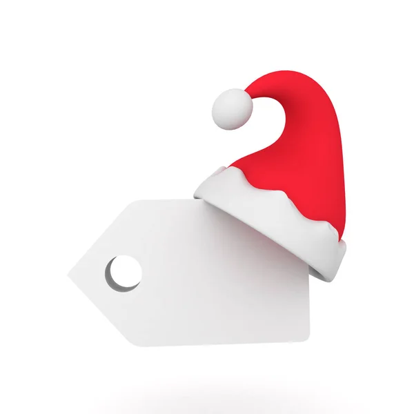 3D  illustration of price tag with christmas hat on it — Stock Photo, Image