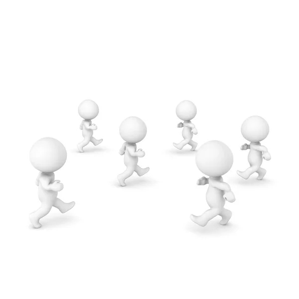 Many 3D Characters walking towards each other — Stock Photo, Image