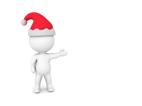 3D postavy nosí Santa Claus klobouk zobrazeno napravo — Stock fotografie