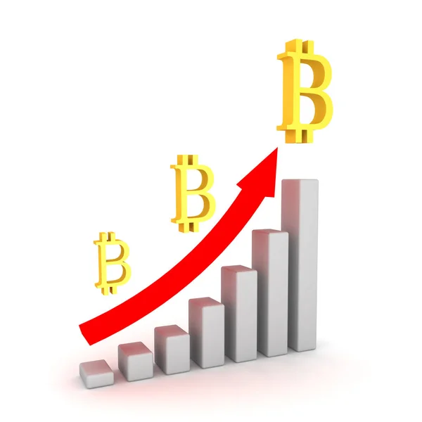 3D graph chart with columns showing the growth of bitcoin — Stock Photo, Image