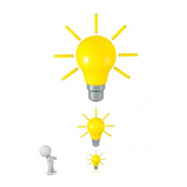 Fikri ışık ampuller ile 3D karakter