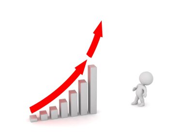 Büyüme grafik ile 3D karakter