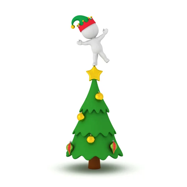 Carattere 3D con albero di Natale — Foto Stock