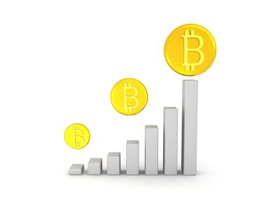 bitcoin yavaş yavaş büyüme gösteren mali 3d grafik