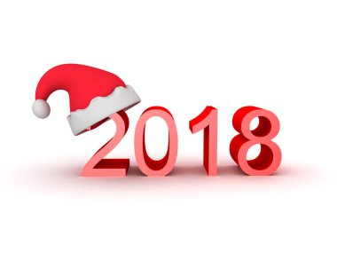  Santa Claus şapka üstte numarasıyla 2018 3D çizimi