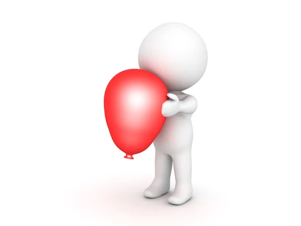 Personagem 3D segurando um balão vermelho — Fotografia de Stock