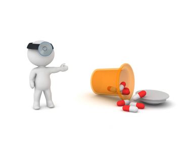 3D doktor gösteren dökülen eczane kapsül şişe