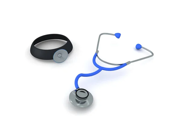 3D illustration of stethoscope and doctor head light — Stock Photo, Image