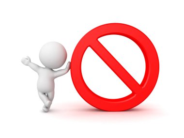 sallayarak ve yasağı sembolü eğilerek 3d karakter