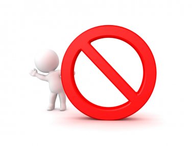 3D karakter hiçbir sembol arkasından sallayarak