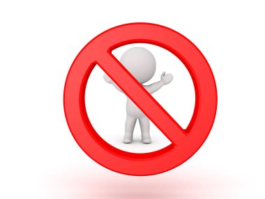 3D karakter yok sembolü arkasında