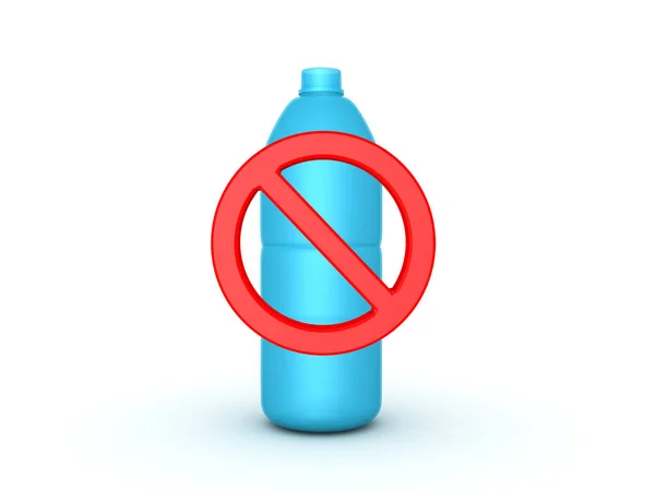 3D Red forbidden symbol across plastic water bottle — Stock Photo, Image