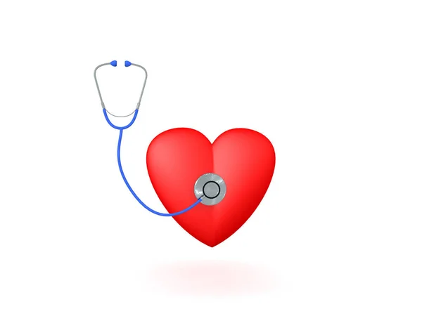 3D Stethoscope examining heart — Stock Photo, Image