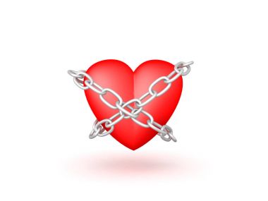  kadar zincirleme bir kalp 3D çizimi