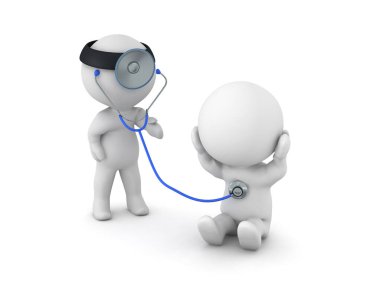 Doktor diagnosting bir hasta 3D çizimi