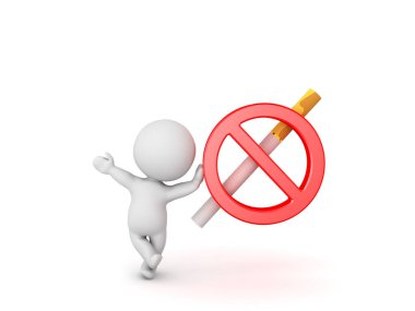 sallayarak ve hiçbir yasaktır sembolü eğilerek 3d karakter