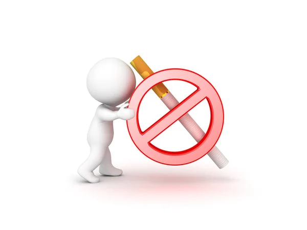 3d 字符推禁止吸烟符号 — 图库照片