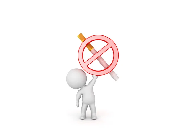 Personagem 3D levantando nenhum símbolo de fumar — Fotografia de Stock