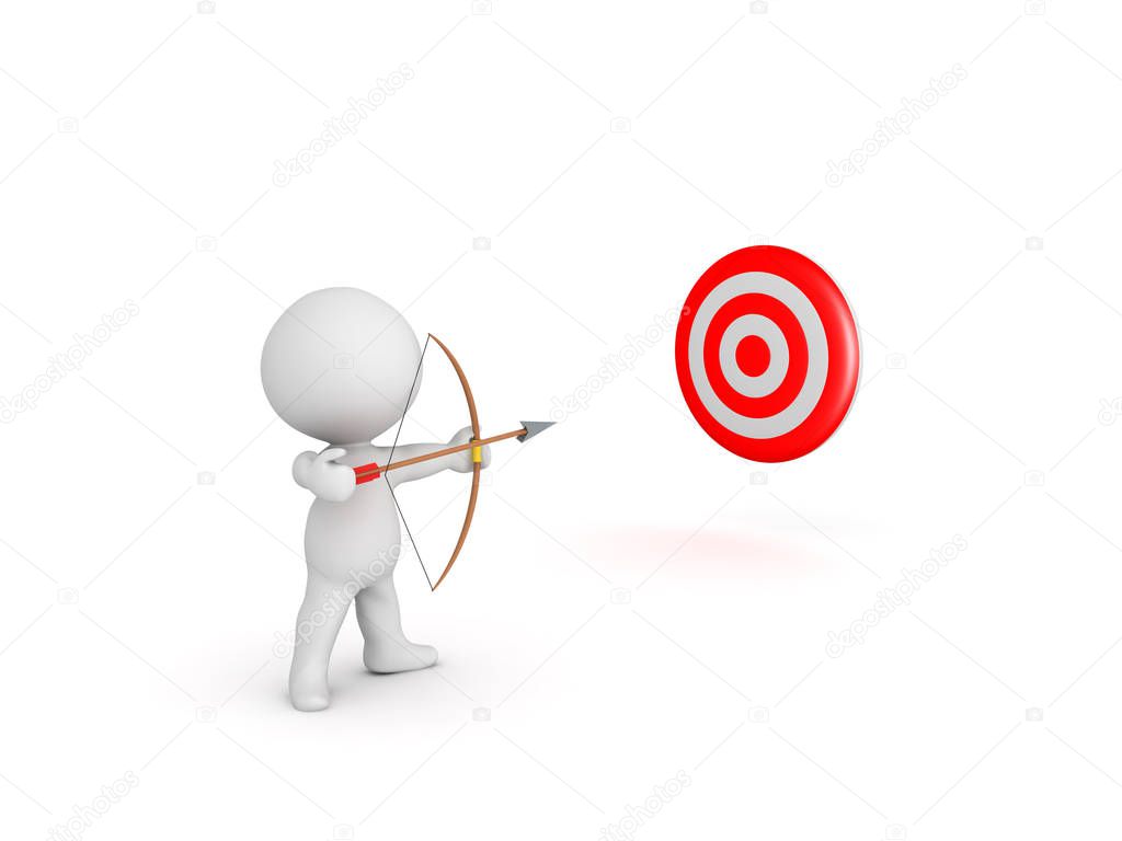 Character with bow and arrow shooting at red target