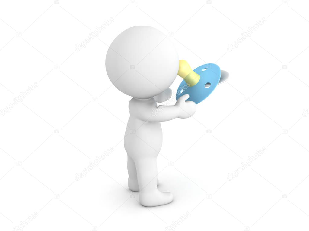 3D Character suckling on pacifier
