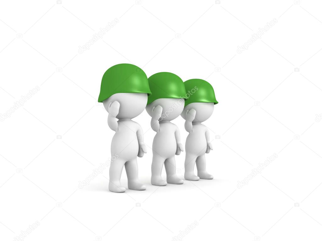 3D Soldiers giving the military salute