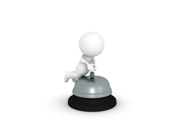 3D Character pushing reception bell — Stock Photo, Image