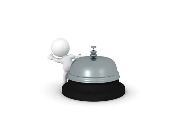 3D Character waving from behind the reception bell — Stock Photo, Image