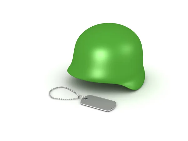 3D illustration av armén Dogtag och metall hjälm — Stockfoto