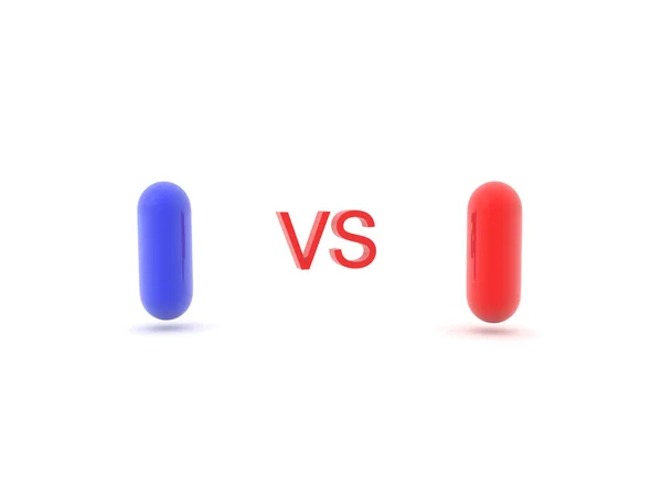 Ilustración 3D de la píldora roja versus azul — Foto de Stock