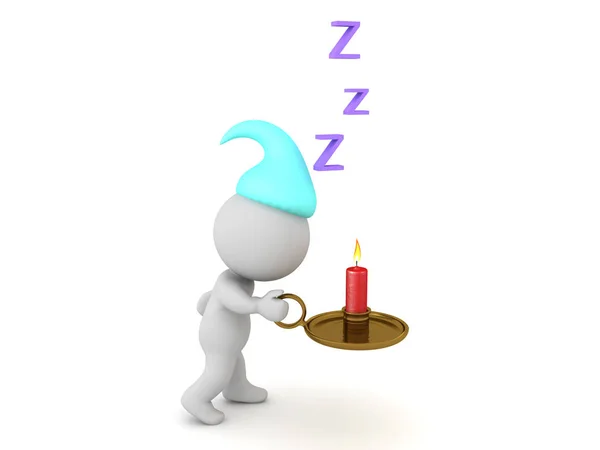 3D Character sleep walking with z letters above him — Stock Photo, Image