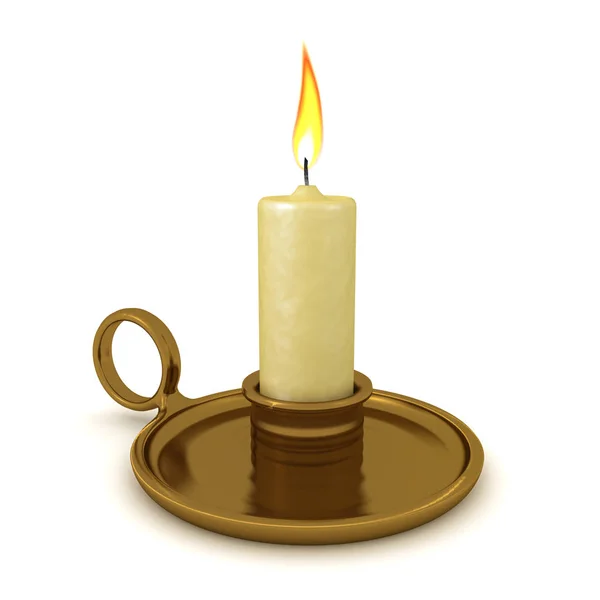 3D generic classic candle in candelabrum — Stock Photo, Image