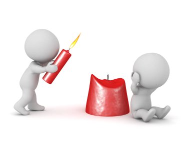 3D Karakter, mumundan diğerine ışık saçar