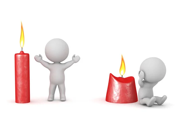 3D Candles conveying the energy level of two characters — Stock Photo, Image